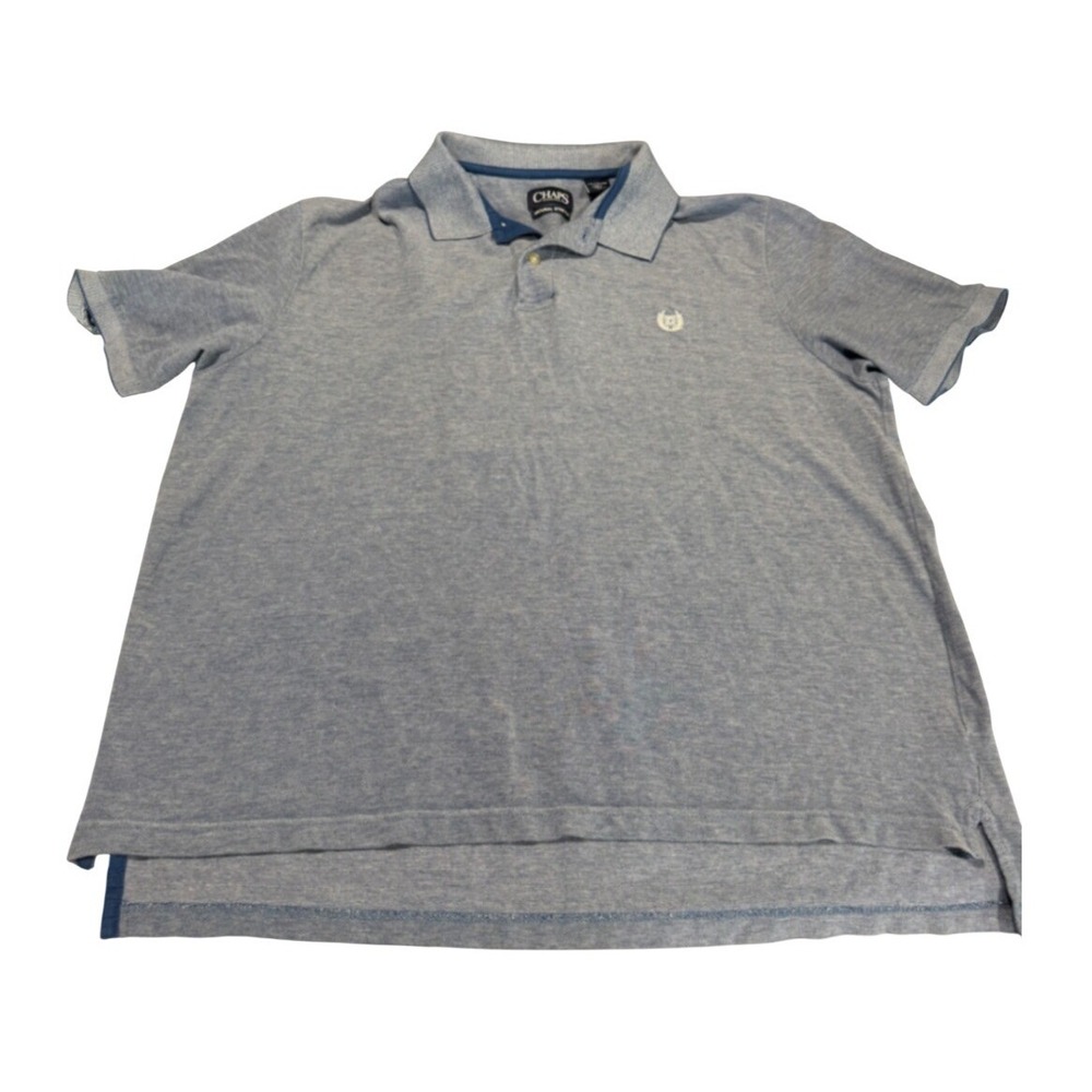 Chaps Mens XXL Blue Heather Natural Stretch Cotton Polo Shirt Short Sleeve Logo
